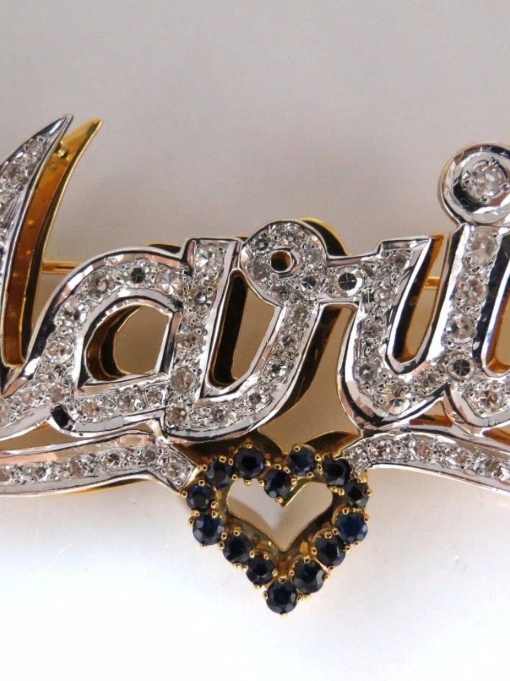 Maria Brooch Pin 2.00ct natural sapphire diamonds 14kt*